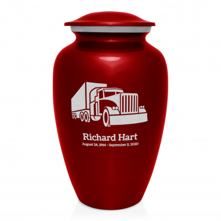 Semi Truck Cremation Urn - Ruby Red - Green Meadow Memorials