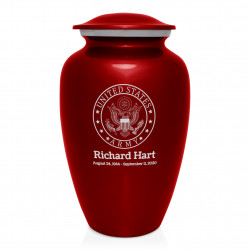 Army Cremation Urn - Ruby Red