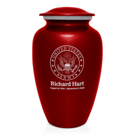 Army Cremation Urn - Ruby Red