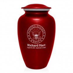 Navy Cremation Urn - Ruby Red