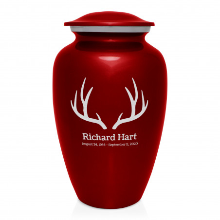 Antlers Cremation Urn - Ruby Red