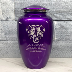 Customer Gallery - Elephant Cremation Urn - Purple Luster
