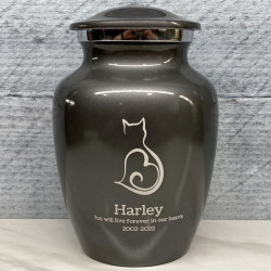 Customer Gallery - Cat Silhouette Cremation Urn - Gunmetal Gray