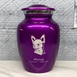 Customer Gallery - Small Chihuahua Dog Cremation Urn - Purple Luster