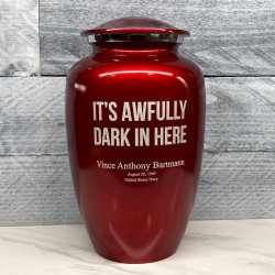 Customer Gallery - It's Awfully Dark In Here Cremation Urn - Ruby Red