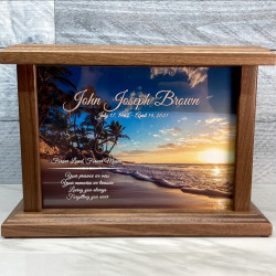 Customer Gallery - Beach Sunset Cremation Urn - Prestige Walnut