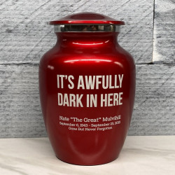 Customer Gallery - It's Awfully Dark In Here Sharing Urn - Ruby Red