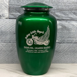 Customer Gallery - Riding with Angels Motorcycle Cremation Urn - Shamrock Green