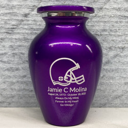 Customer Gallery - Football Helmet Keepsake Urn - Purple Luster