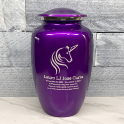 Customer Gallery - Unicorn Cremation Urn - Purple Luster