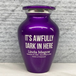 Customer Gallery - It's Awfully Dark In Here Keepsake Urn - Purple Luster