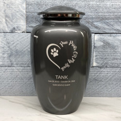 Customer Gallery - Extra Large Paw Prints On My Heart Pet Cremation Urn - Gunmetal Gray