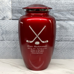 Customer Gallery - Hockey Sticks Cremation Urn - Ruby Red
