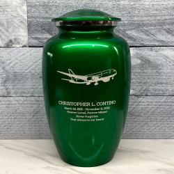 Customer Gallery - Commercial Airplane Jet Cremation Urn - Shamrock Green