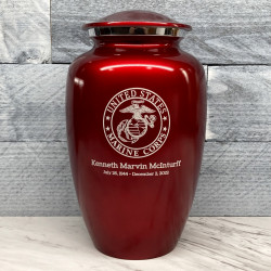 Customer Gallery - Marine Corps Cremation Urn - Ruby Red