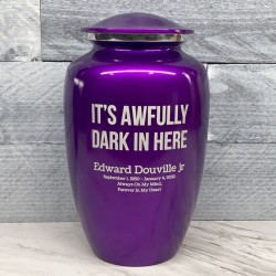 Customer Gallery - It's Awfully Dark In Here Cremation Urn - Purple Luster