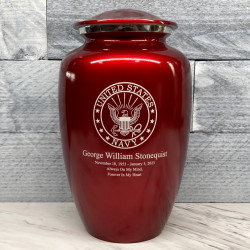 Customer Gallery - Navy Cremation Urn - Ruby Red