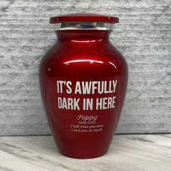 Customer Gallery - It's Awfully Dark In Here Keepsake Urn - Ruby Red