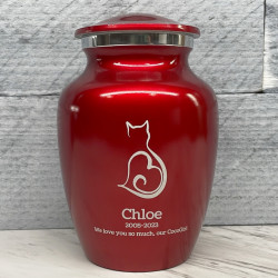 Customer Gallery - Cat Silhouette Cremation Urn - Ruby Red