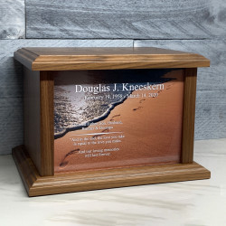 Customer Gallery - Footprints in the Sand II Cremation Urn - Prestige Walnut