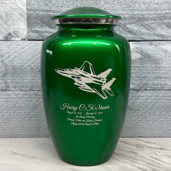 Customer Gallery - Fighter Jet Plane Cremation Urn - Shamrock Green