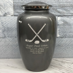 Customer Gallery - Hockey Sticks Cremation Urn - Gunmetal Gray
