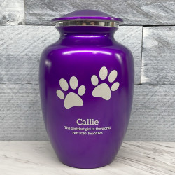 Customer Gallery - Large Pawprints Pet Cremation Urn - Purple Luster
