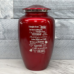 Customer Gallery - I Thought Of You Today Cremation Urn - Ruby Red