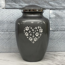 Customer Gallery - Large Pawprint Heart Pet Cremation Urn - Gunmetal Gray