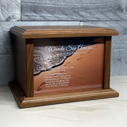 Customer Gallery - Footprints in the Sand II Cremation Urn - Prestige Walnut