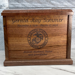 Customer Gallery - Marine Corps Cremation Urn - Signature Walnut