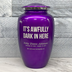 Customer Gallery - It's Awfully Dark In Here Cremation Urn - Purple Luster