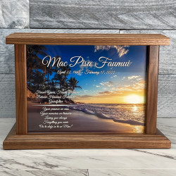 Customer Gallery - Beach Sunset Cremation Urn - Prestige Walnut