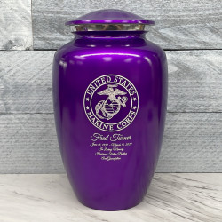 Customer Gallery - Marine Corps Cremation Urn - Purple Luster