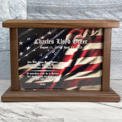 Customer Gallery - American Flag Cremation Urn - Prestige Walnut