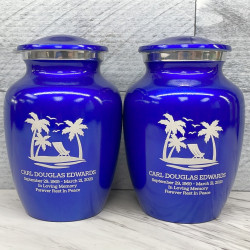 Customer Gallery - Tropical Beach Sharing Urn - Midnight Blue