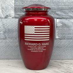 Customer Gallery - American Flag Cremation Urn - Ruby Red