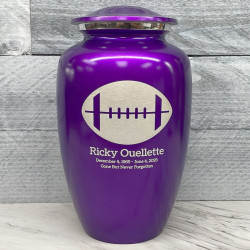 Customer Gallery - Football Cremation Urn - Purple Luster