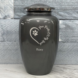 Customer Gallery - Extra Large Paw Prints On My Heart Pet Cremation Urn - Gunmetal Gray