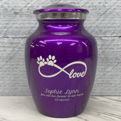 Customer Gallery - Small Infinite Love Pet Cremation Urn - Purple Luster