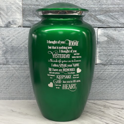 Customer Gallery - I Thought Of You Today Cremation Urn - Shamrock Green