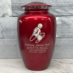 Customer Gallery - Microphone Hand Cremation Urn - Ruby Red