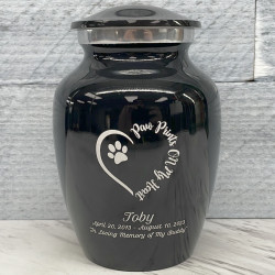 Customer Gallery - Small Paw Prints On My Heart Pet Cremation Urn - Jet Black