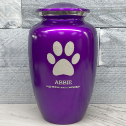 Customer Gallery - Extra Large Paw Print Pet Cremation Urn - Purple Luster