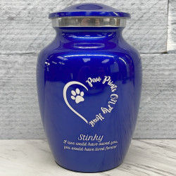 Customer Gallery - Small Paw Prints On My Heart Pet Cremation Urn - Midnight Blue