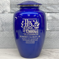 Customer Gallery - His Grace Is Enough Cremation Urn - Midnight Blue