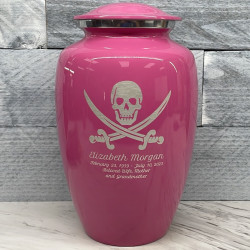 Customer Gallery - Pirate Skull Cremation Urn - Rose Pink