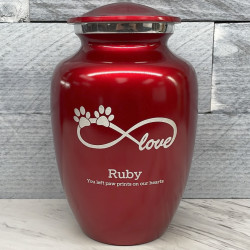 Customer Gallery - Large Infinite Love Pet Cremation Urn - Ruby Red