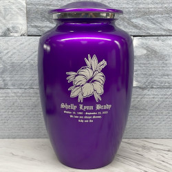 Customer Gallery - Hibiscus Flower Cremation Urn - Purple Luster