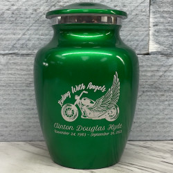 Customer Gallery - Riding with Angels Motorcycle Sharing Urn - Shamrock Green